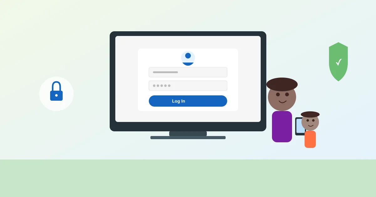 Mother securely accessing her Lendly Loan account on a device at home with her child